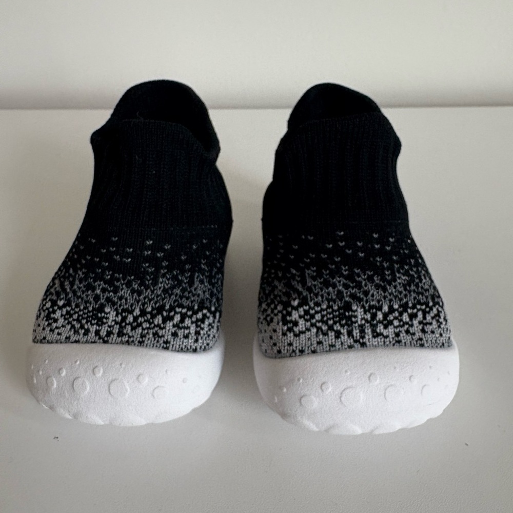 Kids Black and White Knit Slip-On Sneakers